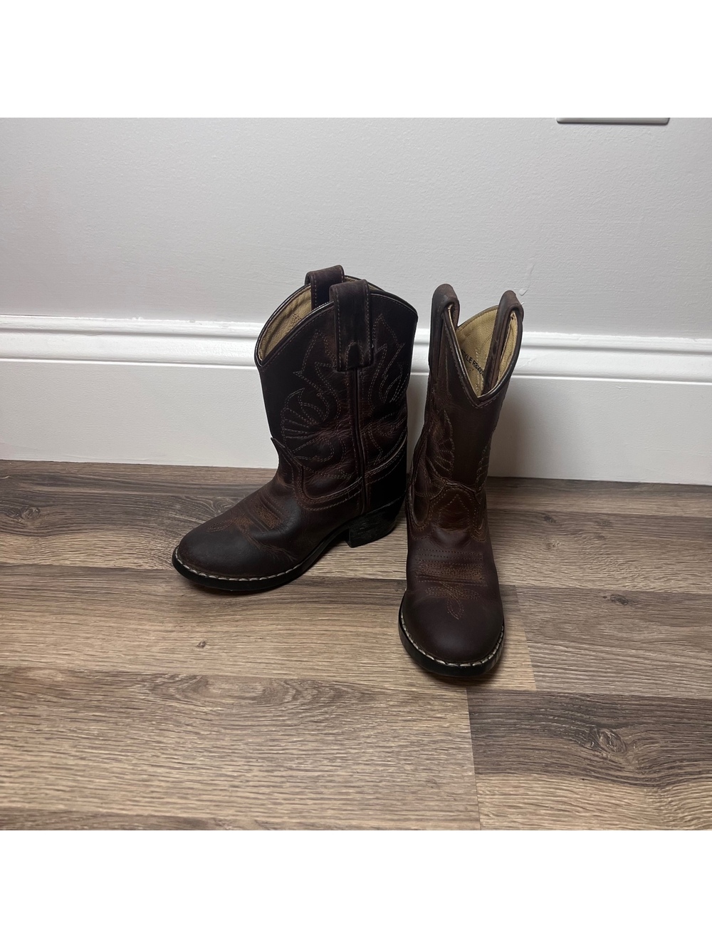 Masterson Kids Brown Leather Western Cowboy Boots Size 9.5